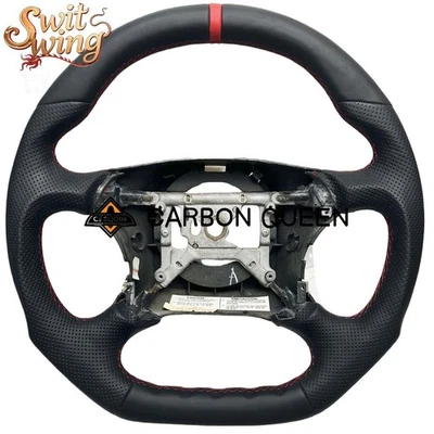 94-04 YEARS Ford Mustang GT  FULL LEATHER STEERING WHEEL W/ BK LEATHER RED RING - Image 1 of 4