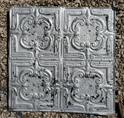 ANTIQUE METAL TIN CEILING TILE 24” X 24" SALVAGED VINTAGE  - Image 1 of 2