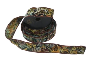 Princess Ribbon Elite Napples Berry Floral Tapestry Wired 1-1/2" x 10yds - Picture 1 of 2