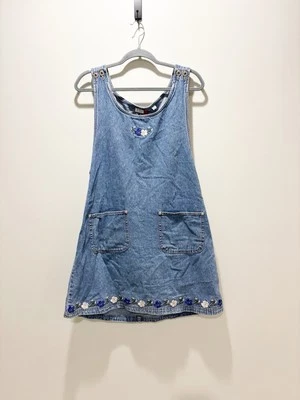 J.L. Vestido N.Y. Sports Vintage Denim Sin Mangas con Bordado Floral Algodón L Foto 1 de 4
