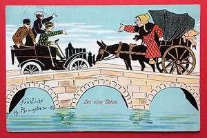 Künster AK 1906 Automobil und Pferdekutsche  ( 5503 - Bild 1 von 1