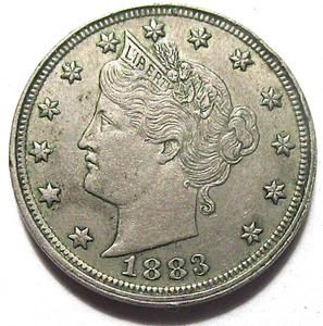 MONETA TIPO 1883 testa liberty nichelata NO CENTESIMI varietà UNC un anno - Foto 1 di 2