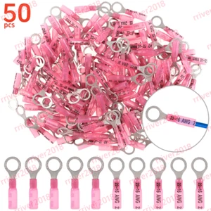 50 STCK. Rot Wasserdicht Schrumpf Draht Verbinder 8 mm 5/16 Zoll Ring Terminal 22-16AWG - Bild 1 von 10