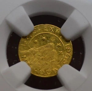 1905 CAPPUCCIO FRAZIONARIO ORO OREGON MT LEWIS & CLARK 1/2 DOLLARO NGC MS 64 - Foto 1 di 3