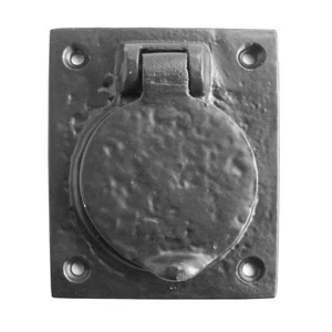 Cubierta de cerradura de cilindro de puerta delantera negra herrajes antiguos 78 mm x 65 mm - Imagen 1 de 1