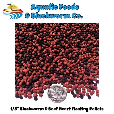 AQUATIC FOODS INC. Blackworm & Beef Heart 1/8" Floating Pellets for Oscars, Discus all Fish GB-615