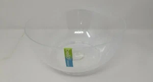 Bello Etched Design Clear Plastic Large Salad Serving Mixing Bowl 25cmx12cm - Picture 1 of 3
