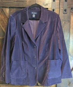 Giacca blazer vintage denim & co classico velluto cotone taglia 1x viola 3 bottoni davanti - Foto 1 di 8