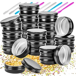 24 Pack 1oz Aluminum Tin Jar Round Refillable Containers with Screw Lid - Picture 1 of 7