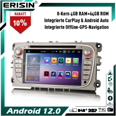 8 Kern Android 12 GPS Autoradio Navi Ford Mondeo Focus S/C-Max Galaxy GPS IPS 4G - Bild 1 von 4