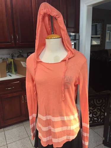 UNDERCOVER FELPA CON CAPPUCCIO VICTORIA'S SECRET ROSA TAGLIA XS ARANCIONE PESCA LEGGERA