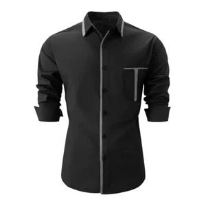 Camisas ajustadas informales de manga larga con botones para hombre Blusa - Imagen 1 de 11