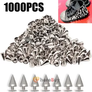 1000pcs Spikes and Studs 10MM Spikes for Clothing Metal Studs Rivets for Leather - Picture 1 of 13