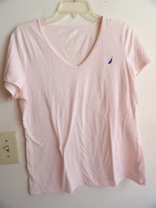 Camiseta para mujer Nautica Top rosa cuello redondo manga gorra pulóver grande - Imagen 1 de 4