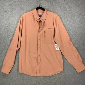 Xcaster by Tallwoods UPF + Sonnenschutz pfirsichfarben Button-Down M Shirt Roll-Tab neu mit Etikett - Bild 1 von 13
