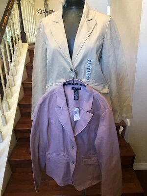 Lote de 2 chaquetas de algodón para mujer Joseph bolsillos púrpura/beige nuevas con etiquetas XL Foto 1 de 4