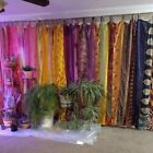 A Pair Sari Patchwork Curtain Drape Handmade Window Decor Silk Sari Boho Curtain