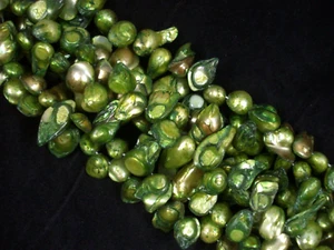 Freshwater Pearls Light Green Stick Irregular 35cm Strand Jewelry  - Bild 1 von 1