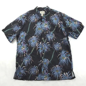 Cooke Street Hawaiian Shirt Mens 2XL Black Palm Tree 100% Cotton Short Sleeve - Picture 1 of 10