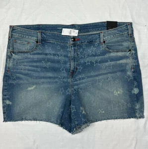 NWT Lane Bryant Girlfriend Shorts PLUS Size 24 Stars Distressed Raw Hem - Picture 1 of 8
