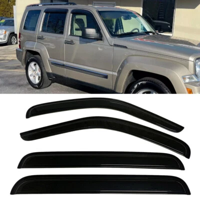 Fit 2008-2013 Jeep Liberty Window Visors Sun Vent Shade Rain Wind Guard Smoked Foto 1 de 4