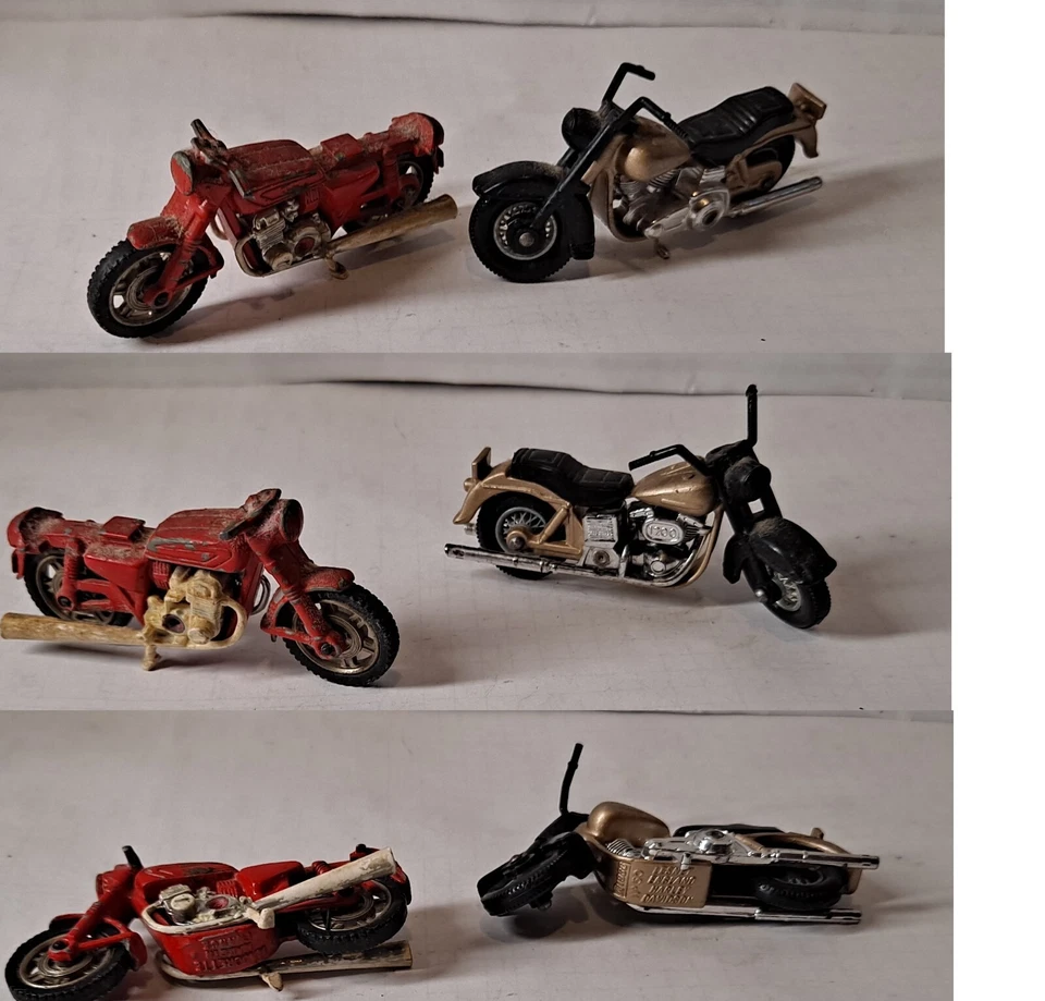 A375. MAJORETTE FRANCE-LOTTO 2 MOTO ANNI ’70, HARLEY DAVIDSON e altra  1/35-1/40 - Immagine 1 di 4