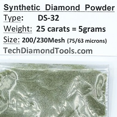 Polvo de diamante TechDiamondTools 200 granos 75-63 micras, 25 cts = 5 gramos Foto 1 de 4