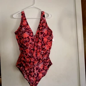 L.L. nuova con etichetta Costume da bagno Bean donna Plus, modellante, tubino Royal Plum floreale taglia 20 W - Foto 1 di 14