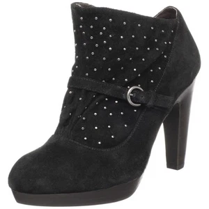 Biviel SILKY Black Suede Platform High Heel Bootie Stud & Buckle Detail 39 8.5 M - Picture 1 of 7