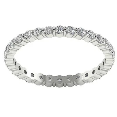 Eternity Engagement Stackable Ring SI1 G 1.01 Ct Natural Diamond 14K White Gold - Image 1 of 4