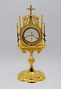 Schöne vergoldete Kapelle Monstranz mit Luna - 12" HT. (CU374) Kelch Co. - Bild 1 von 12