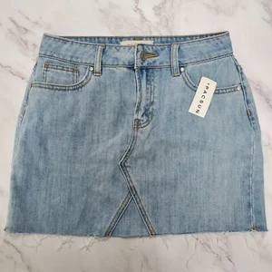 NEW Pacsun Mini Skirt Light Wash Denim Jean Frayed Raw Hem Size 25 - Picture 1 of 9