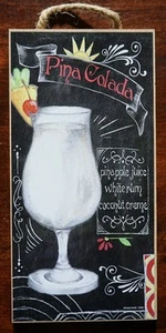 Pina Colada Recipe Tiki Beach Bar Sign – Pineapple Tropical Drink Kitchen Decor - Picture 1 of 3