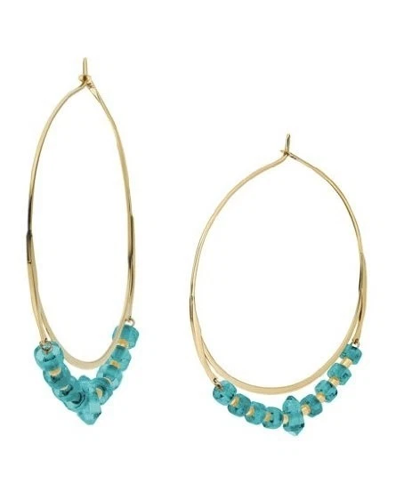 PENDIENTES ARO MICHAEL KORS ORO PULIDO BRILLANTE + TURQUESA SUSURRO - MKJ2725 Foto 1 de 1