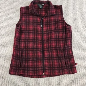 Woolrich Gilet Pile Donna M Rosso Nero Plaid Poliestere Caccia Outdoor Leggero - Foto 1 di 9