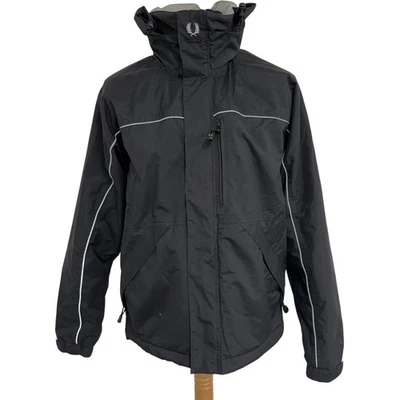 Fred Perry Men's Black Nylon Jacket Size S Hooded Waterproof - Image 1 of 4