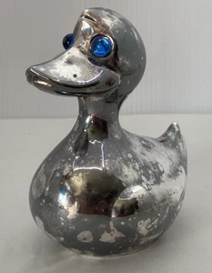 Vintage 1970s Silver Plate Coin Piggy Bank Duck Denmark Jewel Eyes NO STOPPER - Picture 1 of 12