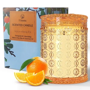 TTRWIN Orange Duftkerze, erfrischende Aromatherapie Heimduft, natürliches Soja - Bild 1 von 5