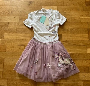 Monsoon Kinder Pailletten Einhorn Tüll Kleid, rosa Alter 11-12 Jahre neu mit Etikett - Bild 1 von 5