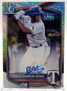 2025 Bowman Chrome BRAYLIN MOREL RC MEGA BOX MOJO ON-CARD AUTO #BMA-BM Rangers - Picture 1 of 2