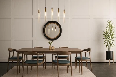 26"/66 cm  Wooden Convex Butler's Mirror - black and gold. - Image 1 of 4