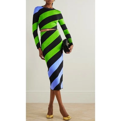 Falda lápiz tejida Carolina Herrera en verde césped Multi XS Foto 1 de 4