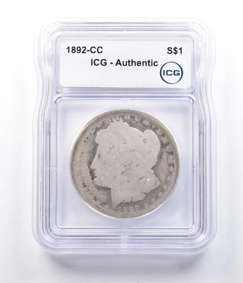 1892-CC Morgan Silver Dollar Authentic ICG *2909 - Image 1 of 3