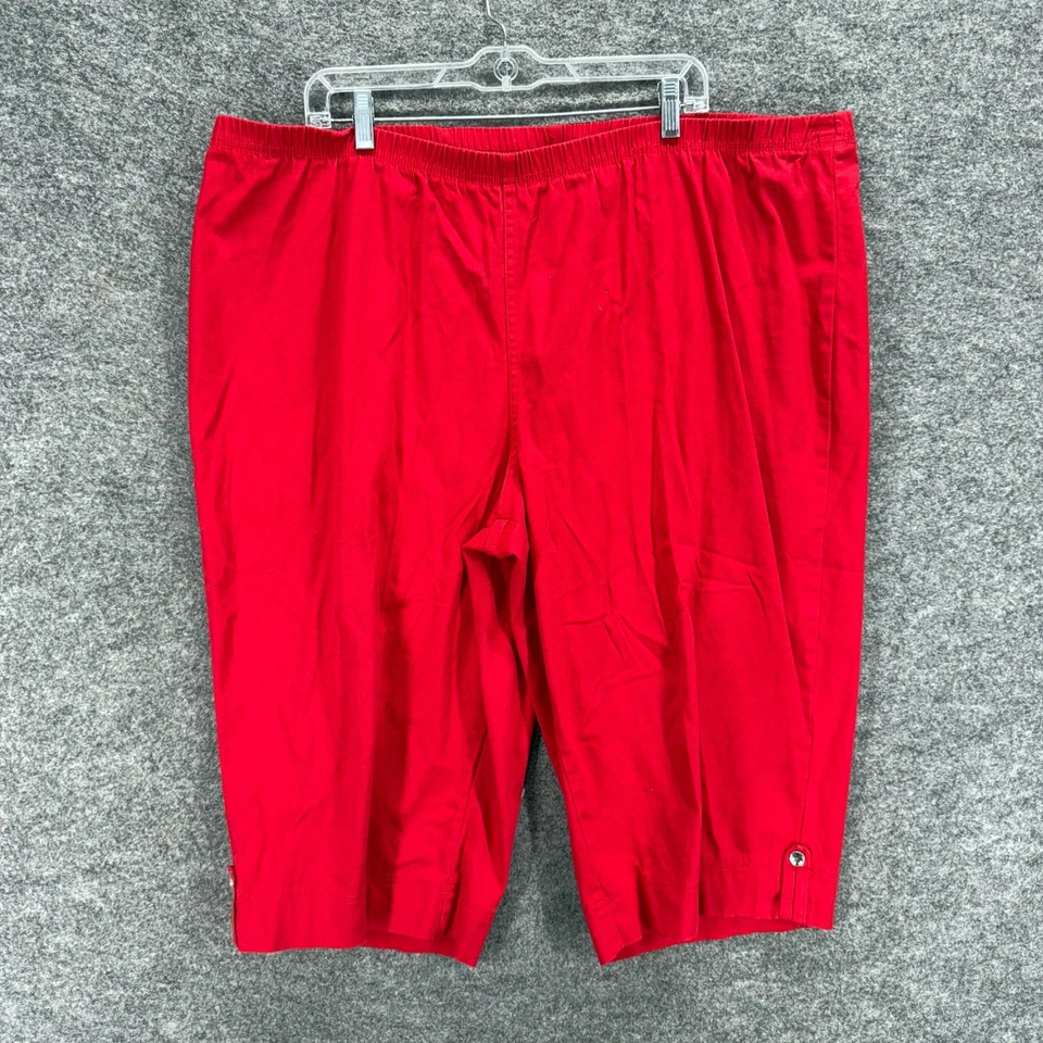 Pantalones Cortos Hanes Mujer 4X Plus Rojo Tiro Alto Skimmer Pull On Algodón Bolsillos Foto 1 de 4