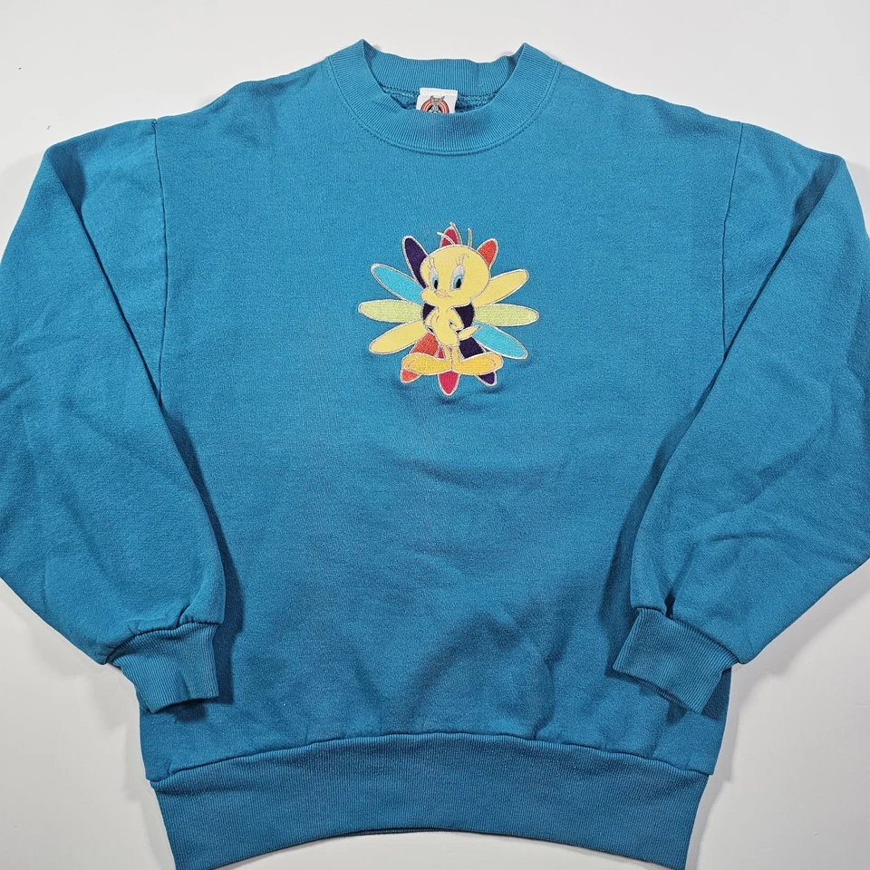 Sudadera Para Mujer Vintage Piolín Pájaro Turquesa Talla Pequeña Años 90 Foto 1 de 4