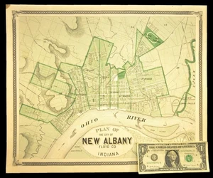 ca 1876 New Albany Indiana Map of New Albany IN City Street Original Atlas - Picture 1 of 11