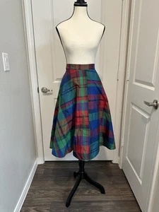 Maeve Anthropologie Sorbonne Skirt US 0 Plaid Silk Blend Fit & Flare Holiday - Picture 1 of 5