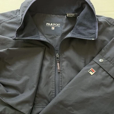 Chaqueta cortavientos vintage Fila Sport The Collection para hombre XL azul marino 1/4 cremallera golf Foto 1 de 4
