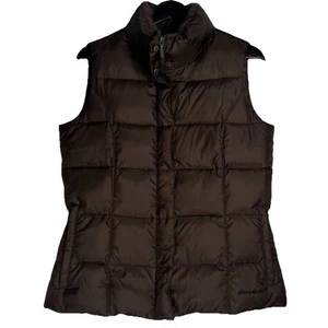 Eddie Bauer Damen Puffer Weste Gr. S braun Gänsedaunen durchgehender Reißverschluss Druckknopf - Bild 1 von 7
