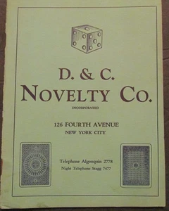 D&C Novelty Co Gambling Equipment Dice Cards Etc Catalog Ca 1920's - Picture 1 of 7